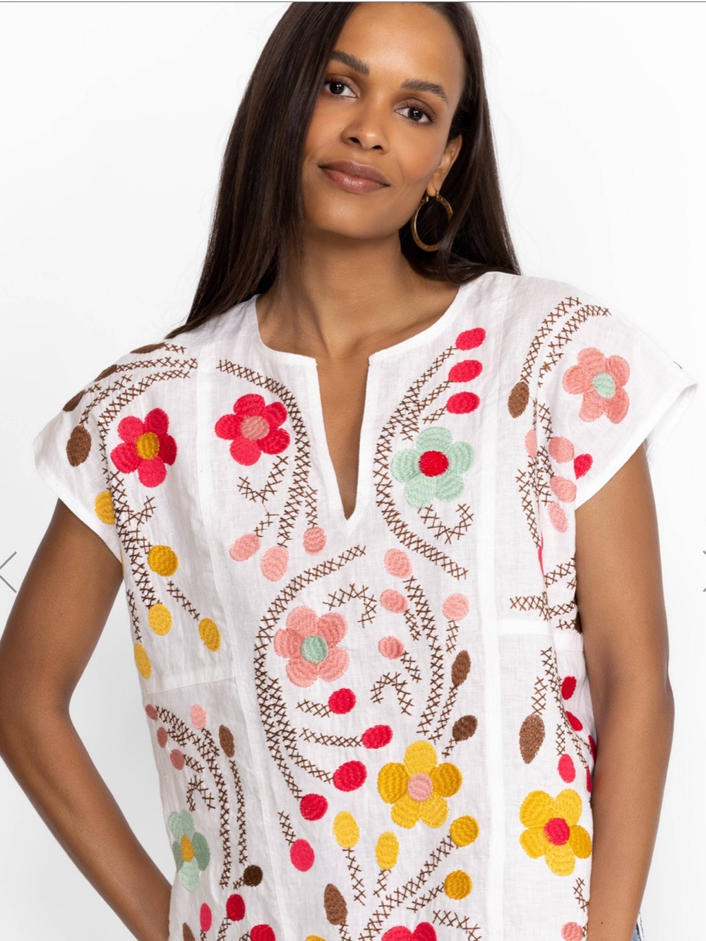 Johnny Was Joni Easy Paneled V-neck Top
